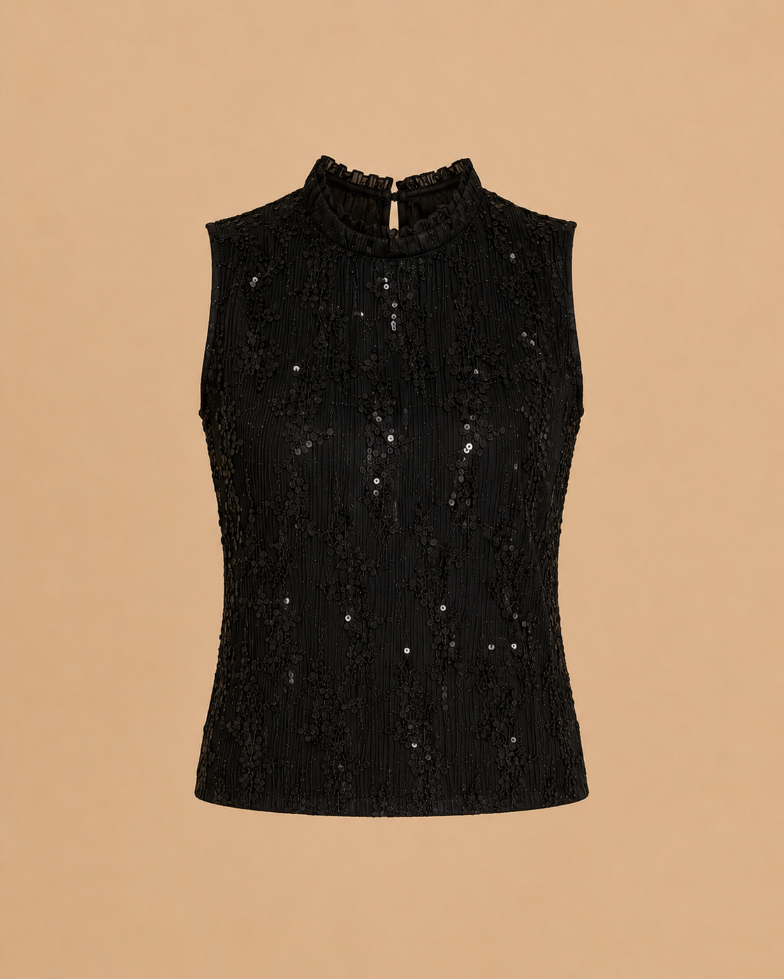 Top Éloria — Broderies Perlées Noir
