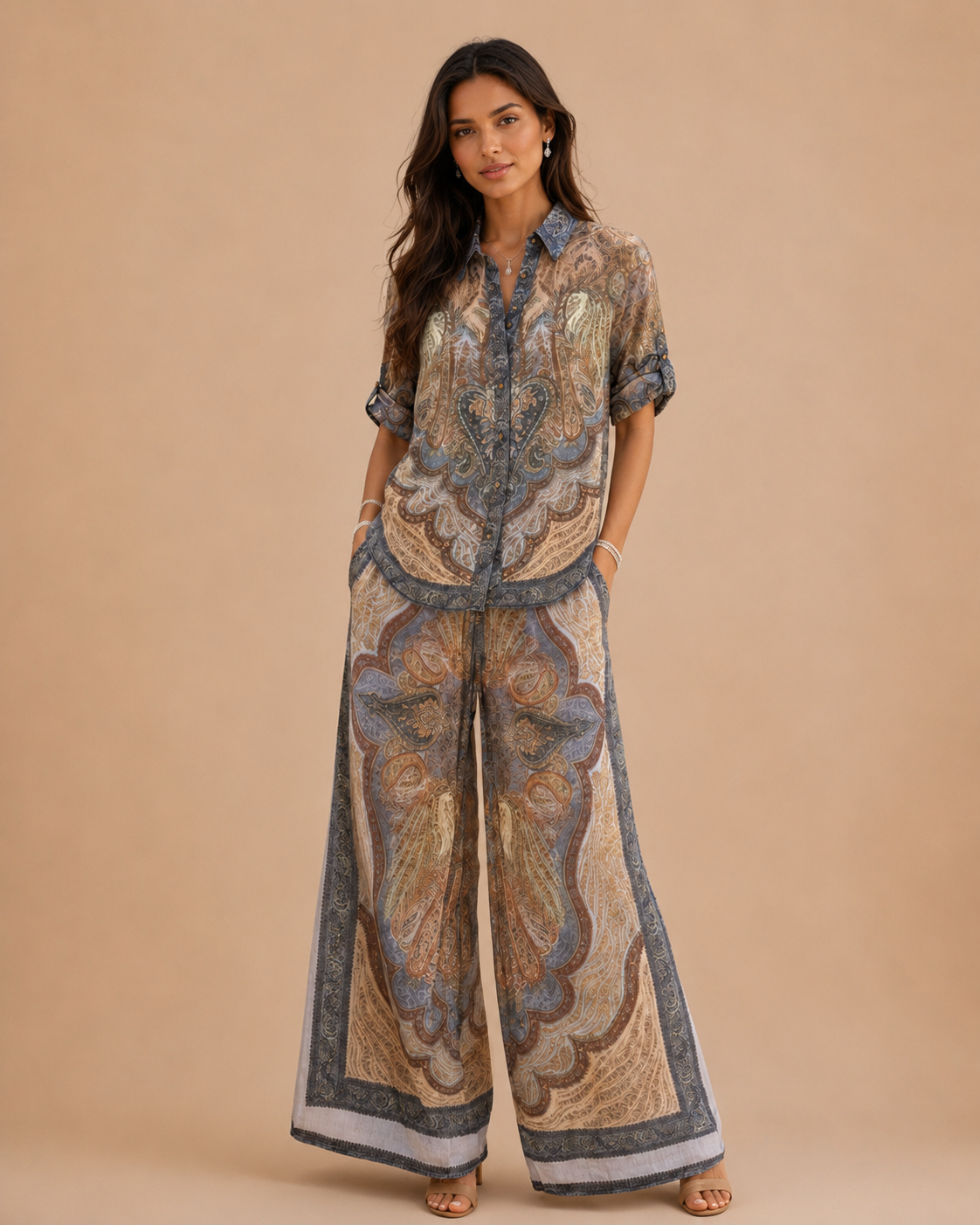 Ensemble Maïra — Imprimé Cachemire Bleu Sable