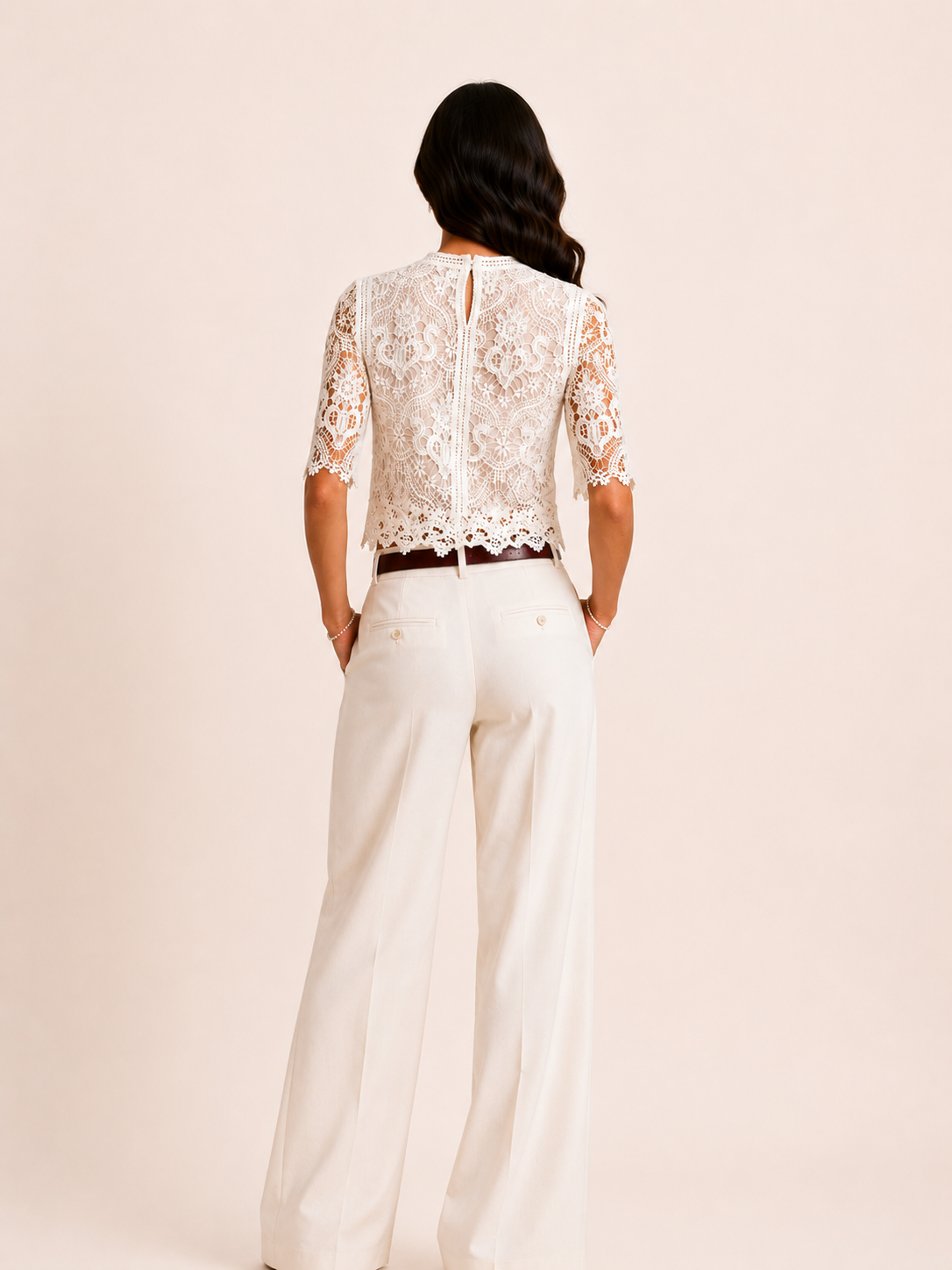Top Céline — Dentelle Florale Ivoire