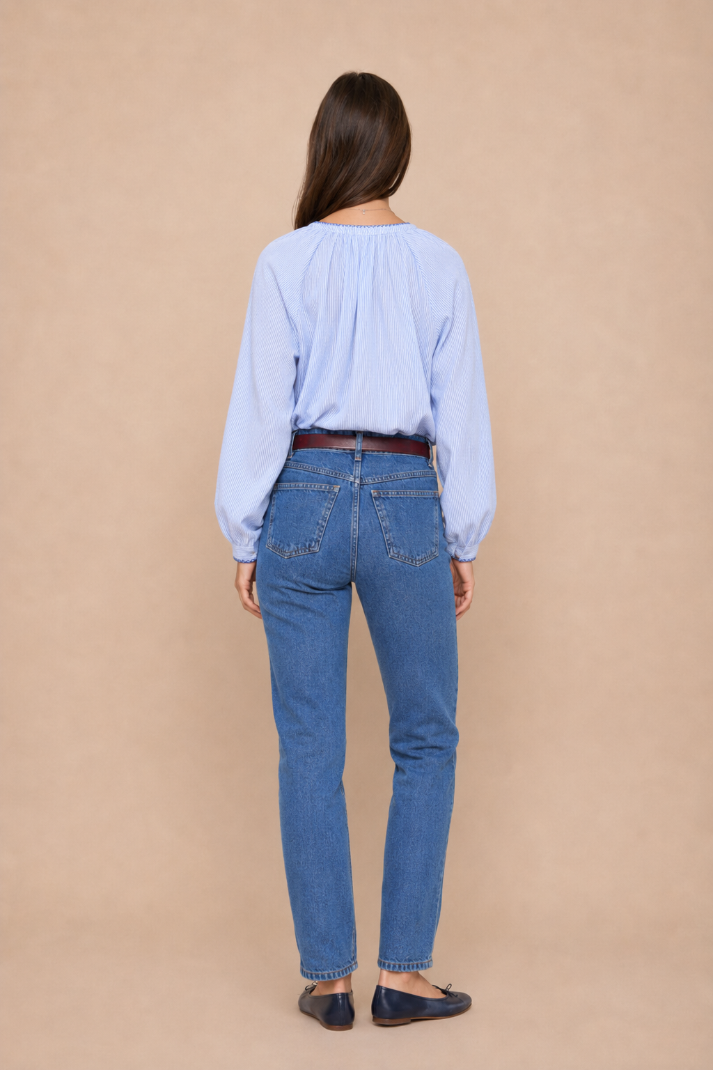Top Maëlia — Rayures Ciel & Broderies Bleu Royal