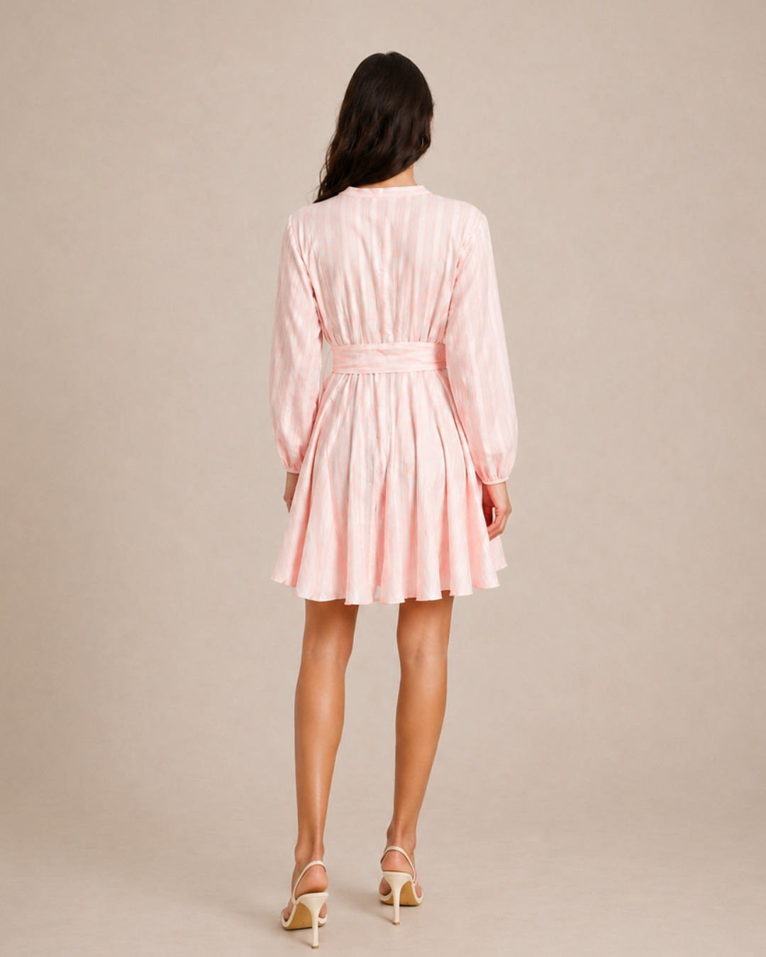 Robe Élyra — Coton Jacquard Rose Poudré