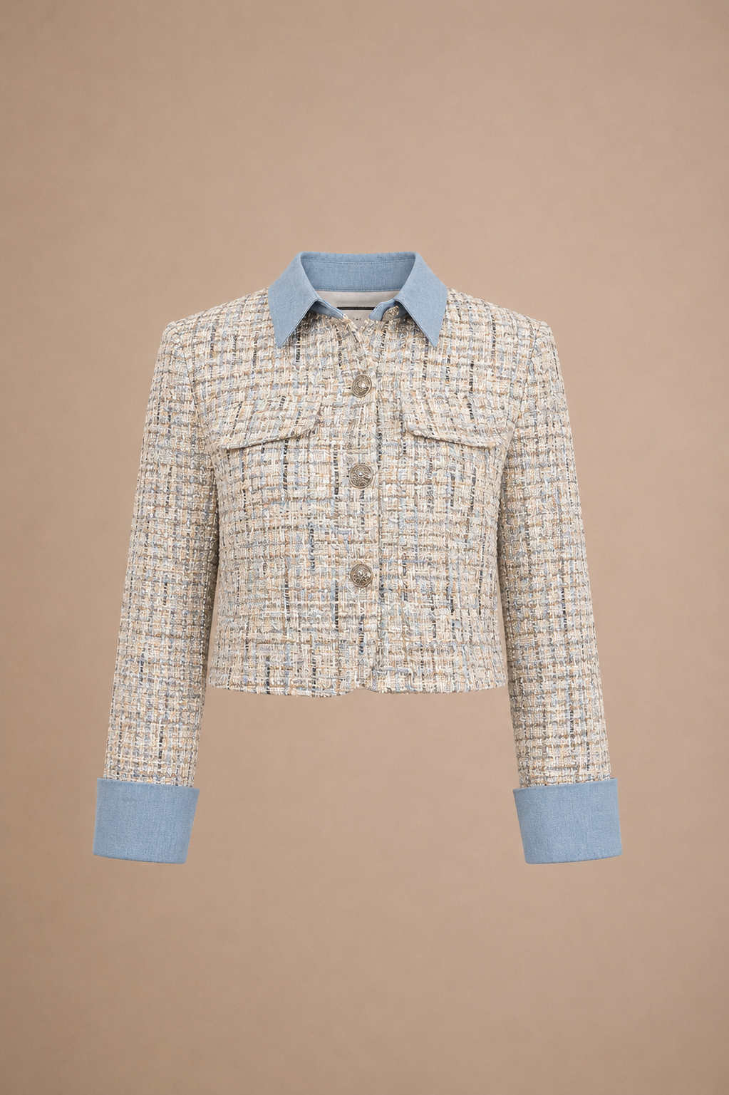 Veste Céleste — Tweed & Denim Bleu Perle