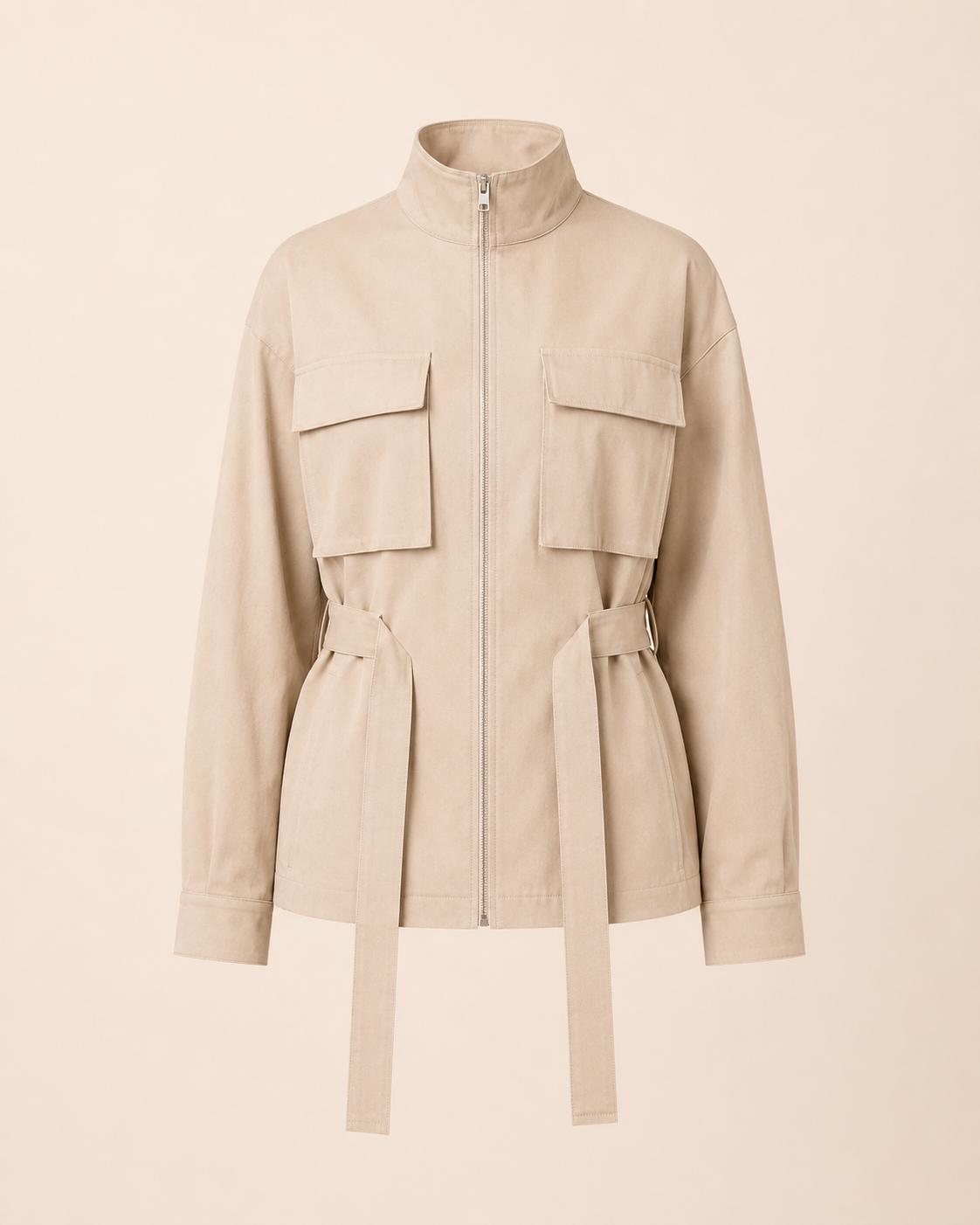 Veste Émeline — Saharienne Beige Ceinturée