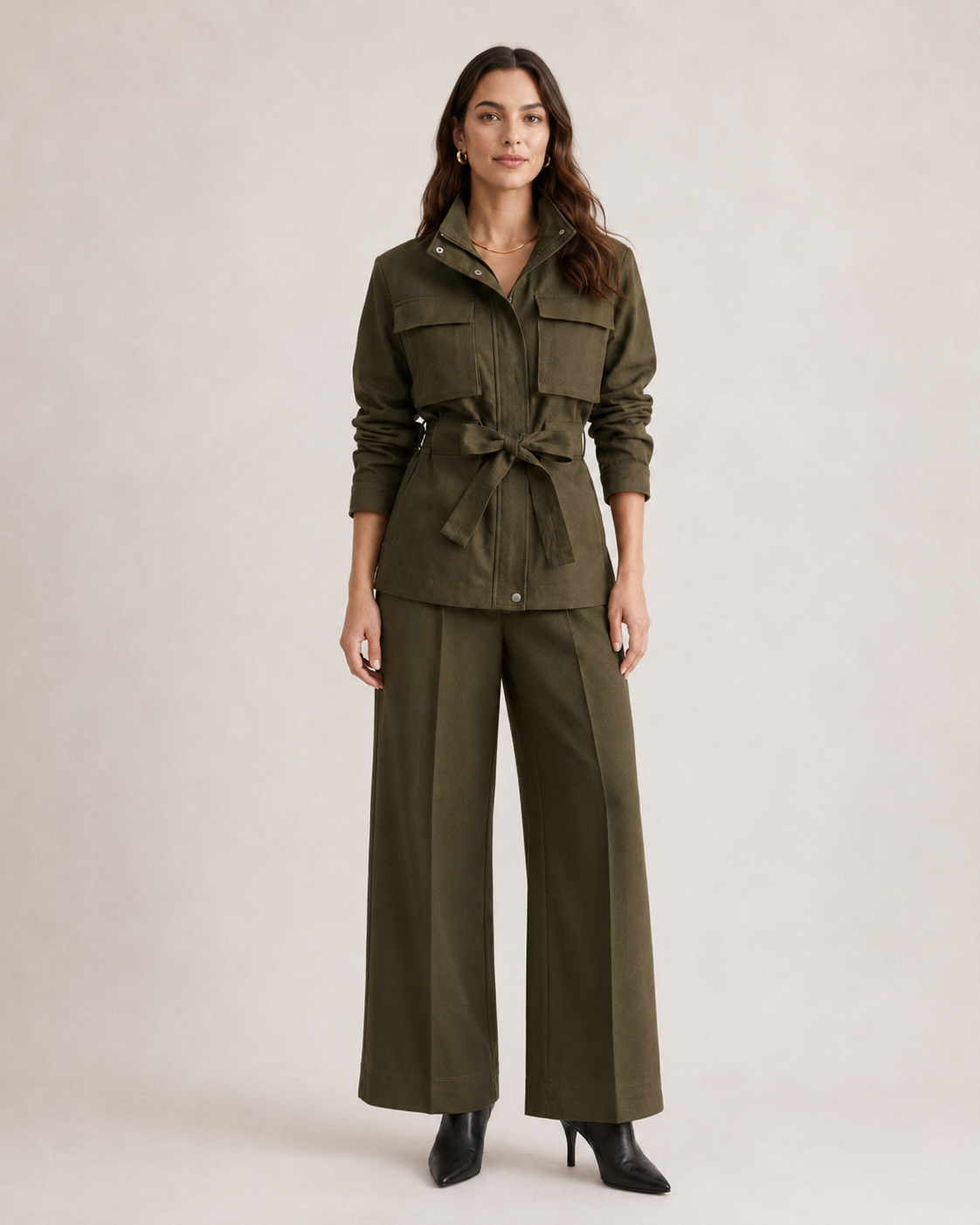 Veste Soline — Saharienne Kaki Ceinturée